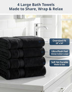 LANE LINEN 100% Cotton Bath Towels 4 Pack - Image 3