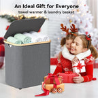 35L Large Towel Warmer/46L Laundry Basket, 2-in-1 Innovative Design, Foldable - Image 6