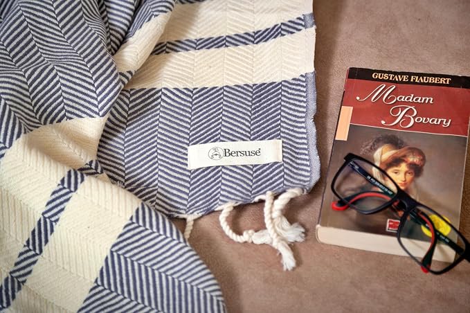 Bersuse 100% Cotton Herringbone XL Throw Blanket - Image 6