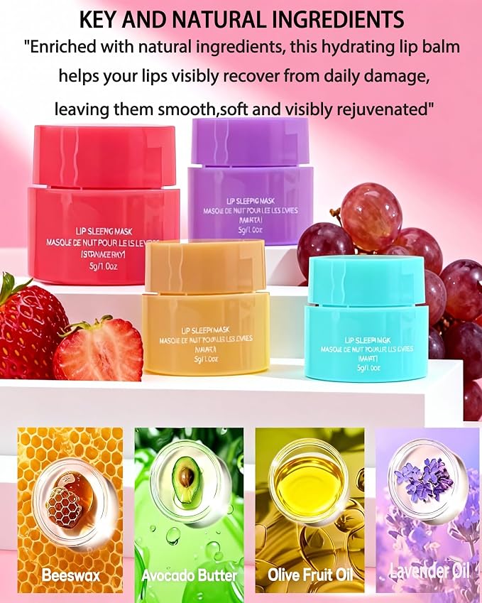 Lip Sleeping Mask Set, Deep Hydrating Overnight Lipgloss Day&Night Non-Sticky - Image 6