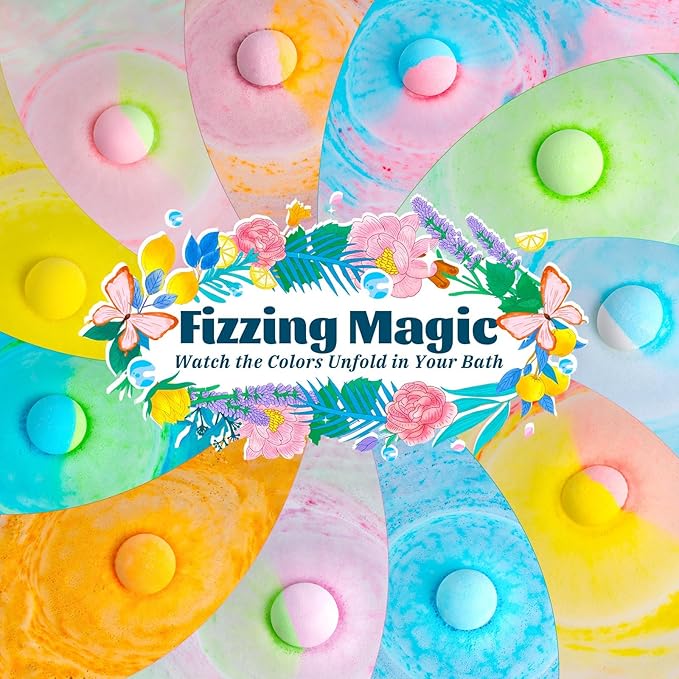 54 Pack Handmade Bath Bombs – 11 Vibrant Colors & 9 Unique Scents, Long-Lasting - Image 3