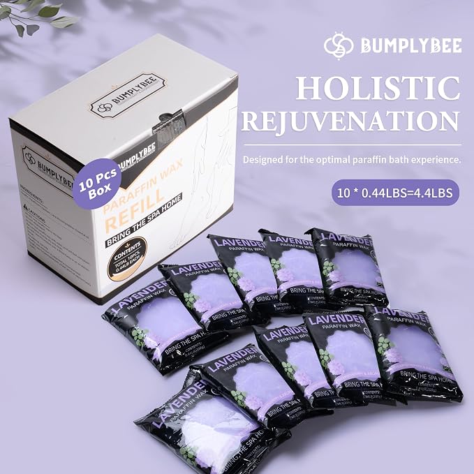 BUMPLYBEE Paraffin Wax for Hand and Feet, 10 Pack Lavender Paraffin Wax Refills - Image 6
