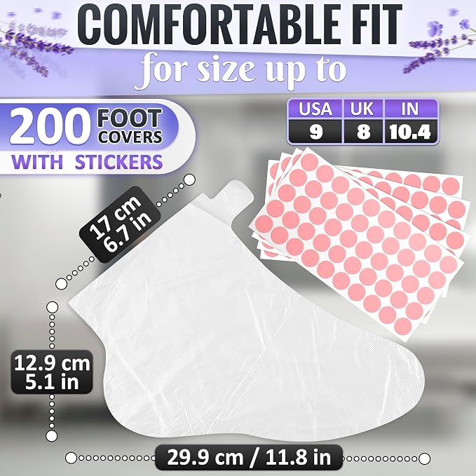 200 Pcs Plastic Socks for Moisturizing Feet – Leak-Proof Foot Gloves for - Image 2