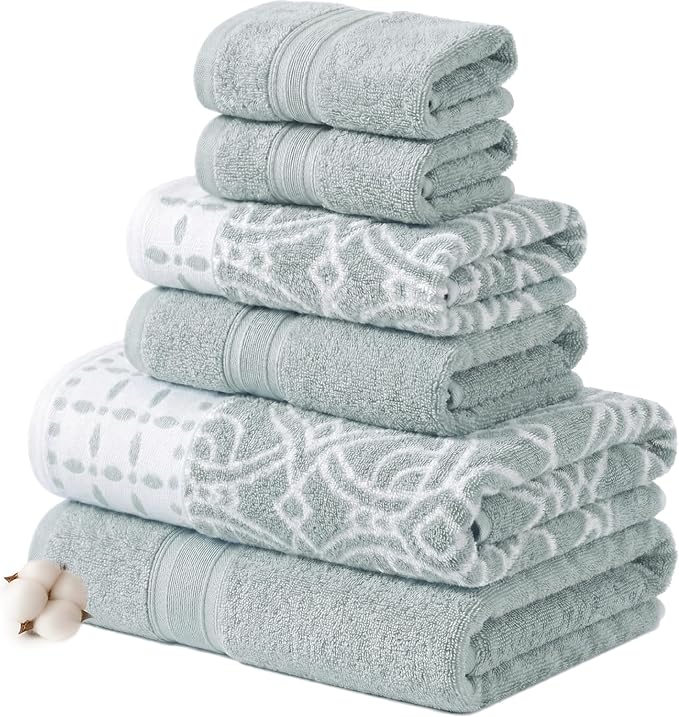 Modern Threads Monroe 6-Piece 100% Cotton Towel Set – Reversible Yarn Dyed by ModernThreads