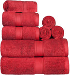SUPERIOR Egyptian Cotton Pile 8 Piece Towel Set, Includes 2 Bath, 2 Hand by SUPERIOR
