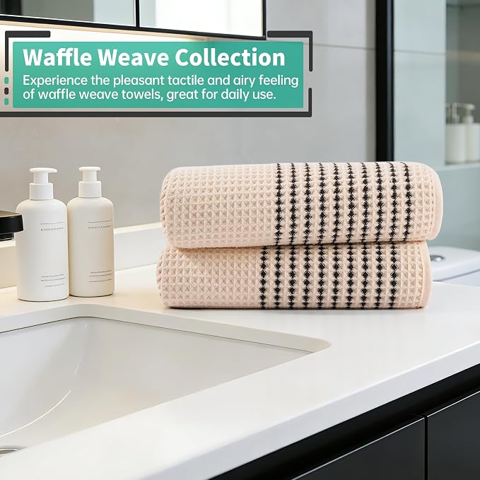 MICROFI New Microfiber Waffle Bath Towels, 2 Pieces, Fast Drying, Lint Free 430 - Image 6