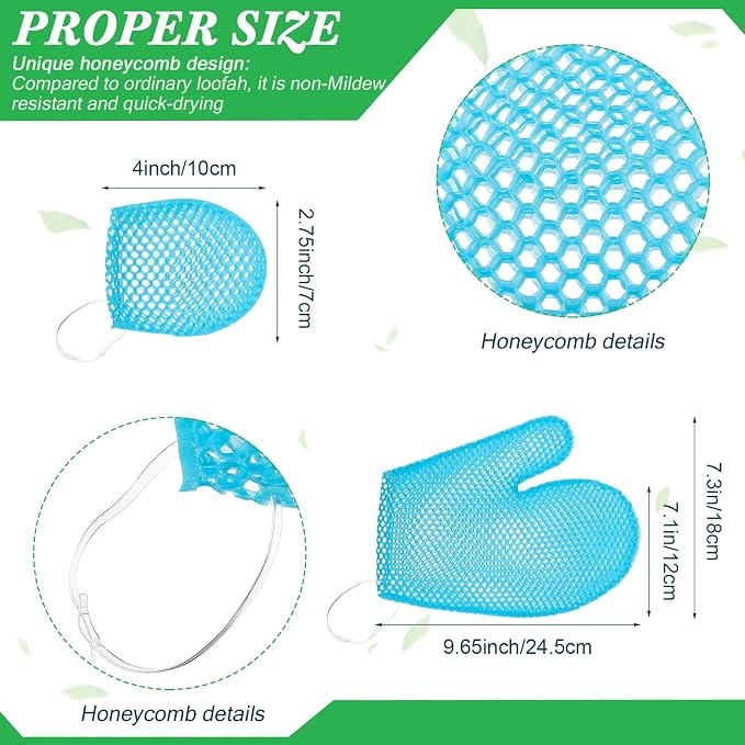 Karenhi 2 Pcs Honeycomb Exfoliating Glove Set Exfoliating Bath Mitt Honeycomb - Image 6