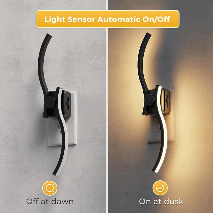 L LOHAS LED Night Light, 2 Pack Night Lights Plug into Wall, Modern Wall Sconces - Image 2