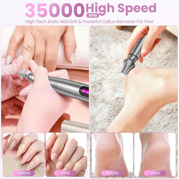 Cordless Nail Drill 35000RPM, Portable Electric Nail File - Image 4