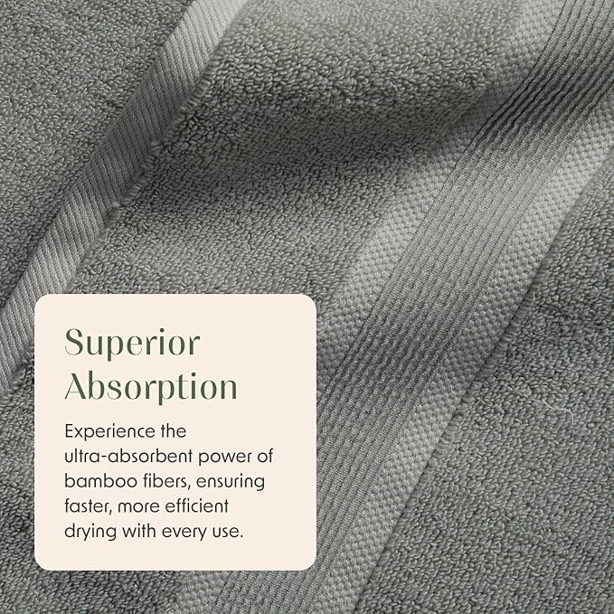 Springtree Home Luxury Bamboo Rayon Bath Towel Set of 4 | 35% Bamboo Rayon - Image 7