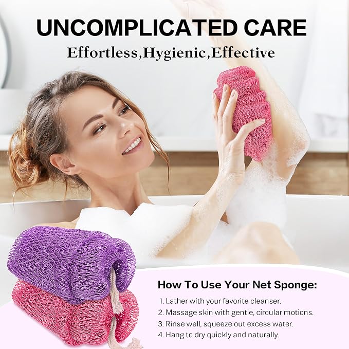 UJFQBH African Net Sponge Authentic 2-Pieces Exfoliating Body Scrubber - Image 3