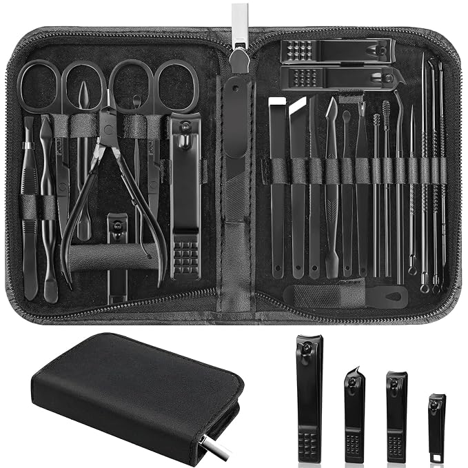 Nail Clippers Set, 26 Piece Manicure Set & Pedicure Kit, Stainless Steel by LUCK+AROUND