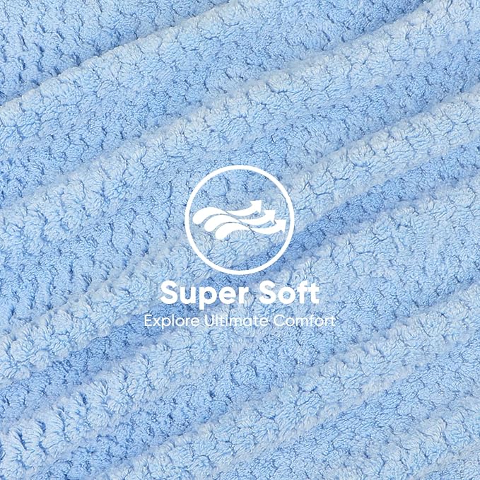 HOMEXCEL Blue Microfiber Hair Towels 5 Pack- 40 x 20 inches Super Soft - Image 2