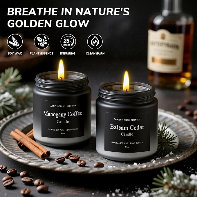 6 Pack Men Candles for Home Scented, Soy Wax 200 Hour Long Lasting Candle - Image 3