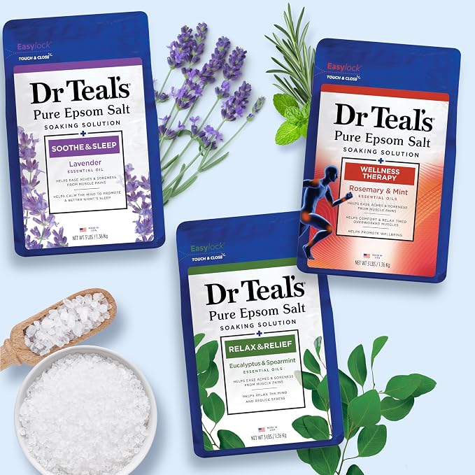 Dr Teal's Pure Epsom Salt, Eucalyptus & Wellness Trio Bundle, 3 lbs - Image 7