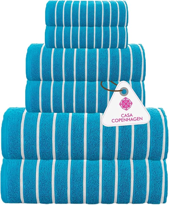 CASA COPENHAGEN Ecstatic 6Pcs 100% Egyptian Cotton Large Designer Towels Gift by CASACOPENHAGEN