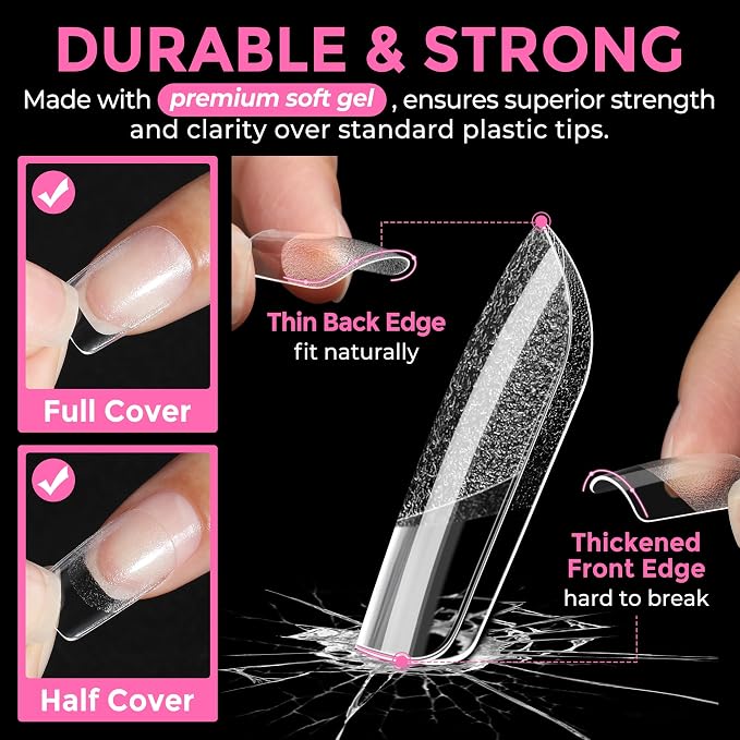 UNA GELLA Short Square Gel Nail Tips 216pcs Short Square Press on Nails - Image 5