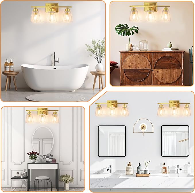hykolity 3-Light Bathroom Vanity Light, 5-Piece All-in-One Bathroom Set - Image 7