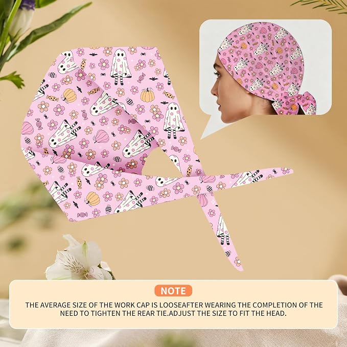 Adjustable Scrub Cap with Buttons & Sweatband, Working Hat with Elastic Tie Back - Image 5