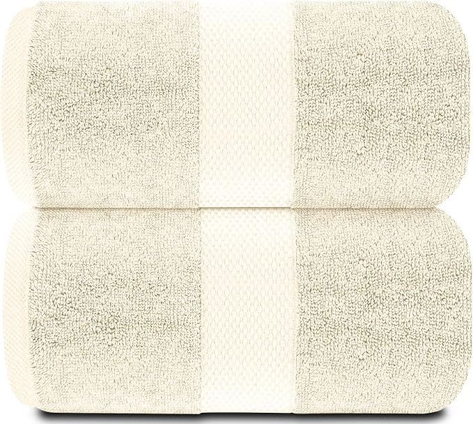 White Classic Luxury Soft Ivory Bath Sheet Towels - Image 2