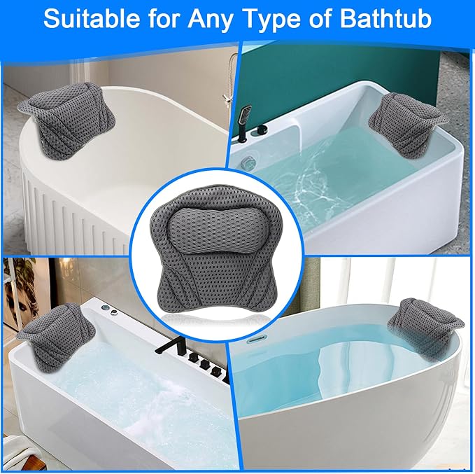 Bath Pillow for Tub, Ergonomic Pillow for Headrest, Shoulder and Back Support - Image 6