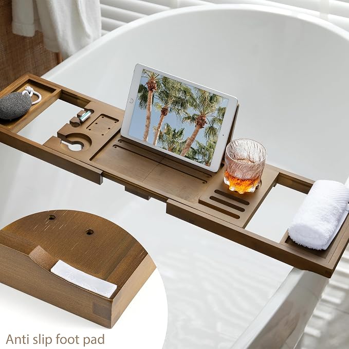 Bamboo Bathtub Tray Caddy - Image 4