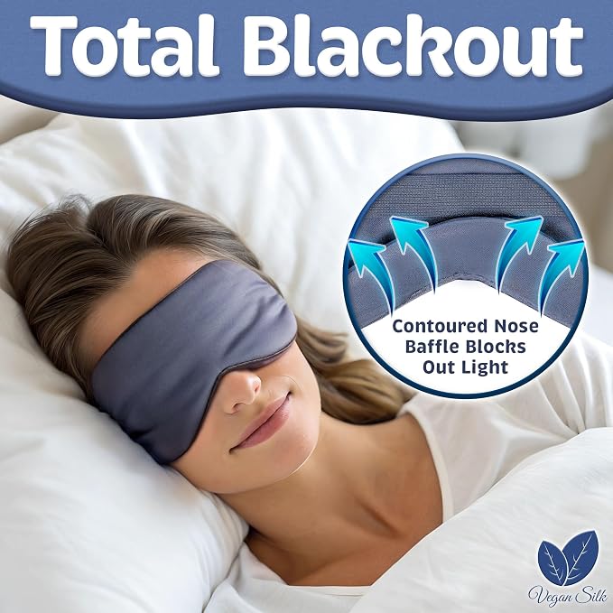 Sleep Mask - Navy Gray, 100% Viscose Derived from Bamboo - Lightweight Eye Mask - Image 3