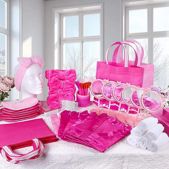 Spa Party Supplies for Girls, 6 Satin Robes Kids Spa Birthday Sleepover - Image 4