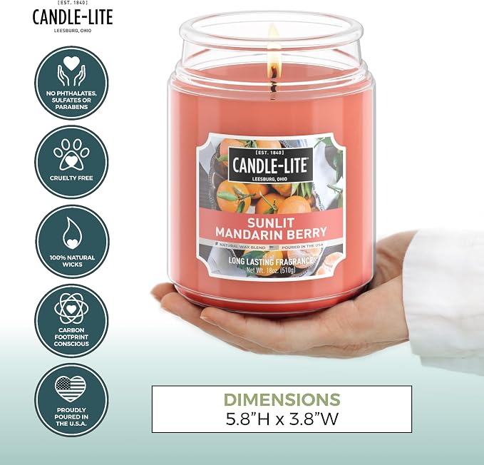 Candle-lite Scented Candles, Sunlit Mandarin Berry, 18 oz Jar, Proudly Poured - Image 4