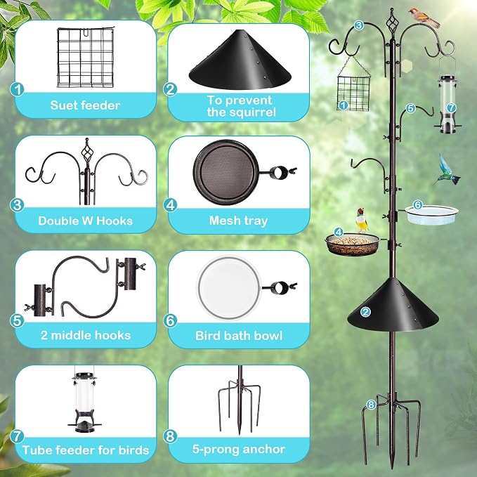 YINGYM Bird Feeding Station Kit, 87 Inches Bird Feeder Pole, Premium Feeder - Image 3