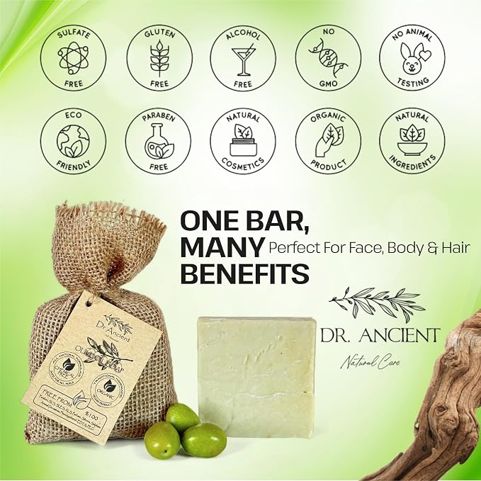 Dr.Ancient Olive Oil Soap Bar, Organic Soap Bars Handcrafted the Traditional Way - Image 3