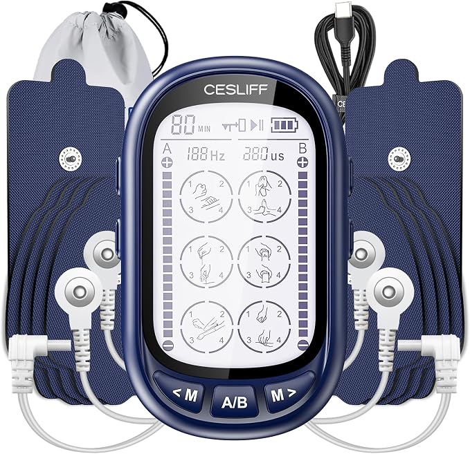 CESLIFF Dual Channel TENS EMS Unit Large Screen 24 Modes 36 Levels Intensity by CESLIFF