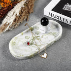 Koville Marble Vanity Tray for Bathroom Countertop, Stone Jewelry Dish Stone - Image 5