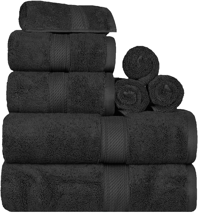 Superior Egyptian Cotton 8-Piece Solid Towel Set, Washcloths 13” x 13” - Image 2