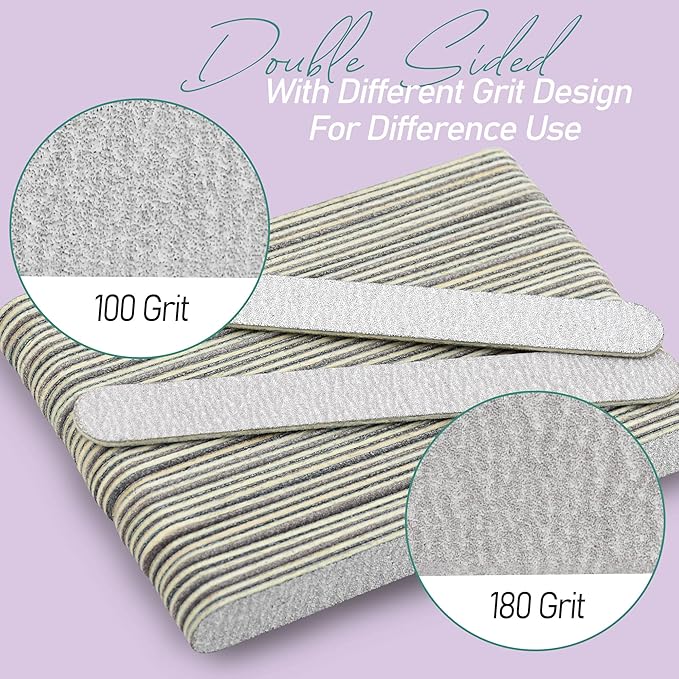 Professional Disposable Zebra Nail Files 100/180 Grit 5" Double Sided Emery - Image 3