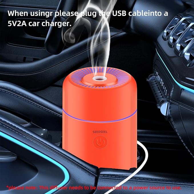 SEEDSEEL 100ML Car Essential Oil Diffuser, Mini Air Humidifier - Image 3