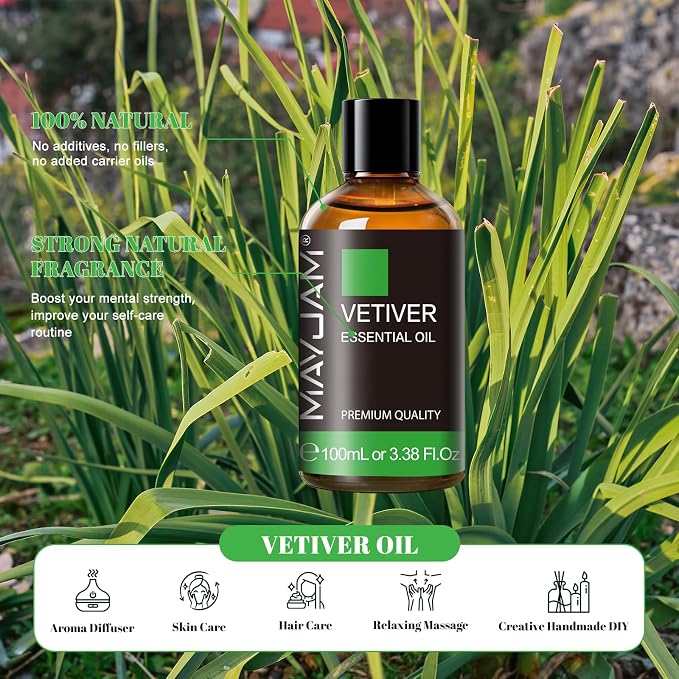 MAYJAM Premium Grade Vetiver Essential Oil - 100ML/3.38FL.OZ - Image 2