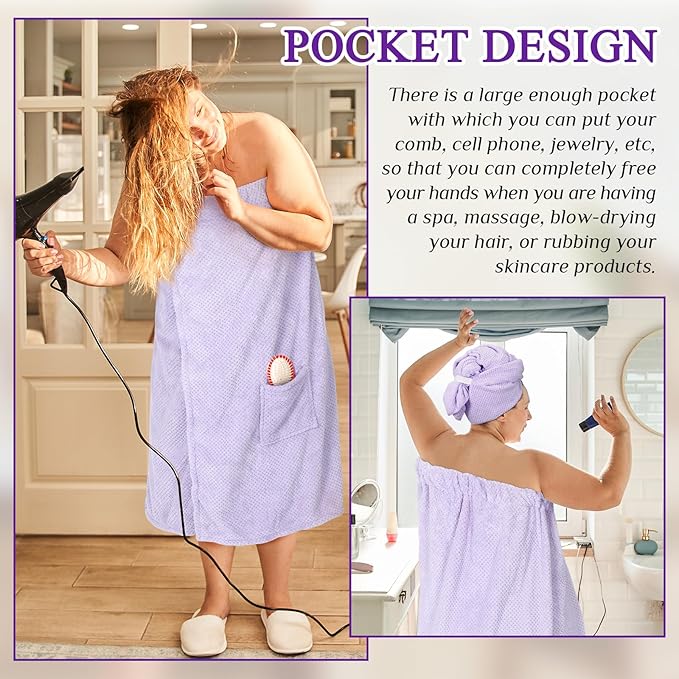 Tigeen Plus Size Towel Wrap for Women Spa Robe Set - Image 5