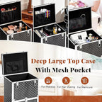 Rolling Makeup Train Case with 3 Drawers, Nail Trolley Cart Salon Station - Image 4