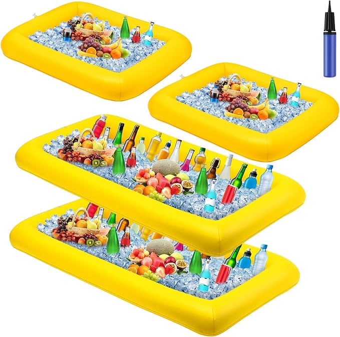 Leitee 4 Pcs Inflatable Ice Serving Bars Buffet Serving Tray Drink Cooler by Leitee