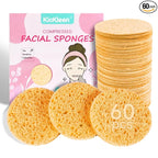 60-Count Compressed Facial Sponges|100% Natural Kickleen Cellulose Cosmetic Spa by KICKLEEN