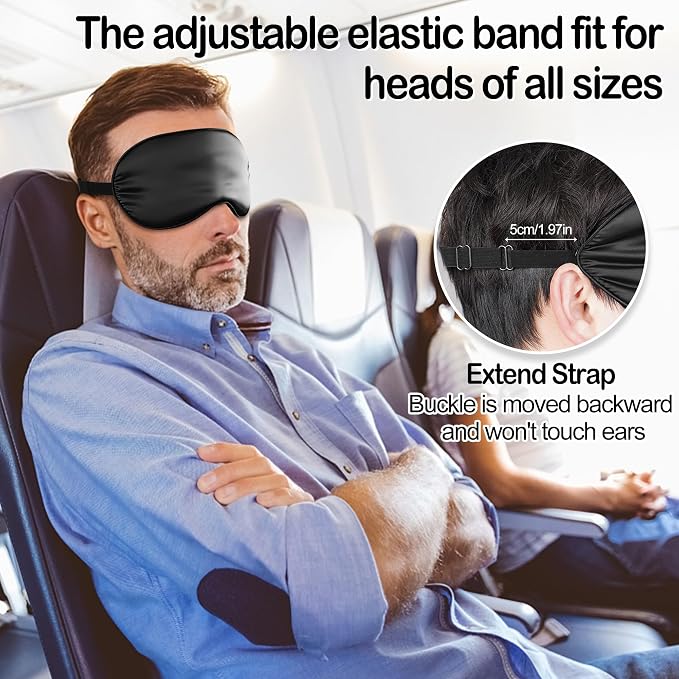Sleep Mask Silk Eye Mask for Sleeping, Eye Cover Soft Satin Blindfold - Image 4