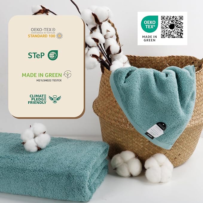 SEMAXE 4 Piece Blue Bath Towel Set - Image 3