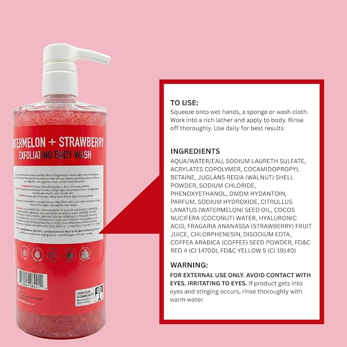SpaScriptions Watermelon & Strawberry Exfoliating Body Wash - Image 8