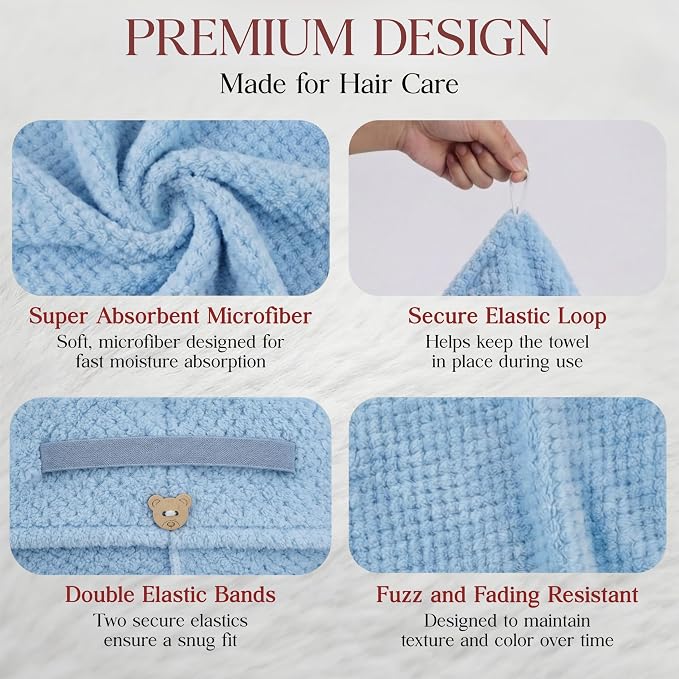 2 Pack Microfiber Hair Towel Wrap - Image 3