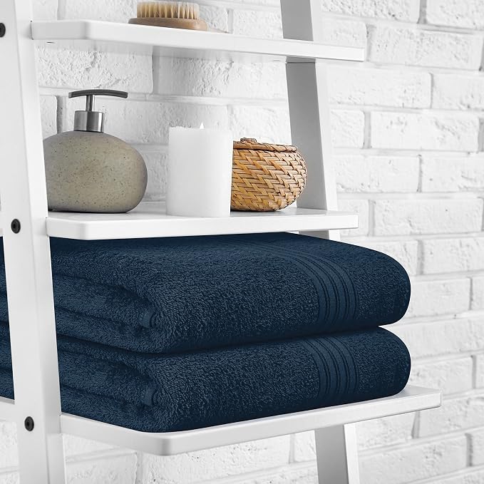 BOUTIQUO Cotton 2 Pack Bath Towel Set 28x55, Eco-Friendly Large Bath Towels - Image 3