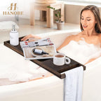 Hanobe Bathtub Tray Bath Caddy: 31" Wooden Tub Shelf - Image 6