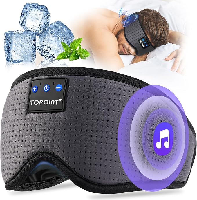 TOPOINT Sleep Mask with Bluetooth Headphones, Breathable Silk Eye Mask by TOPOINT