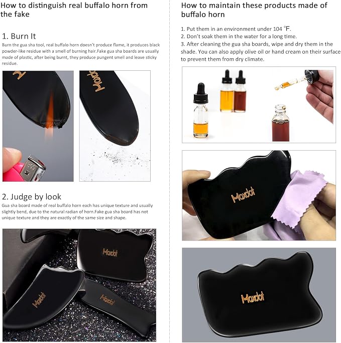 Maxdot 5 Pieces Gua Sha Massage Tools Set, Scraping Massage Tools Guasha Stone - Image 3