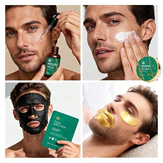 Men Bergamot Facial Skin Care Set, Fathers Day Gift, Bath and Body Gift Basket - Image 2
